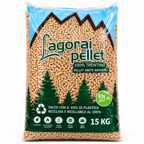 Bancale di Pellet in Legno di Abete Marchio Trentino ENplus A1 (70 sacchi da 15 kg - 1.050 kg)